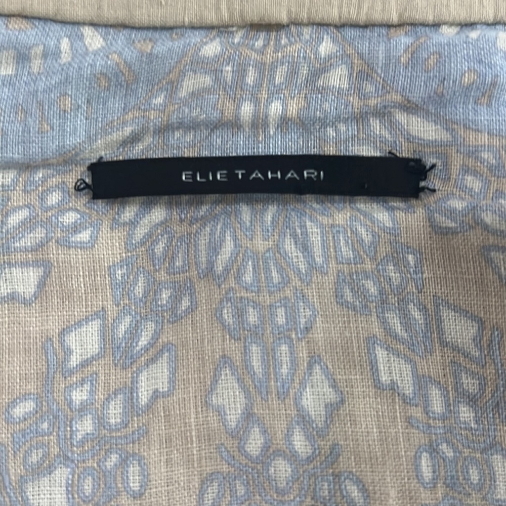 Elie Tahari Linen Blend Peplum Jacket Cream XS Hidden Button - Picture 10 of 12